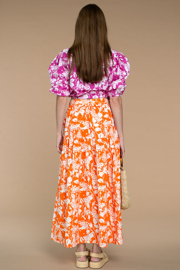 Phoebe Skirt in Spring Shadow Clementine