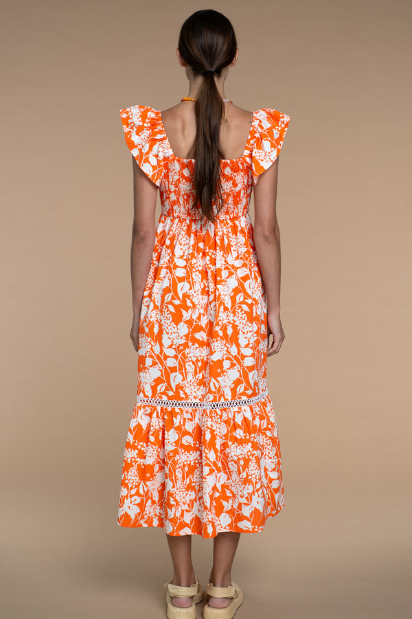 Brooke Dress in Spring Shadow Clementine